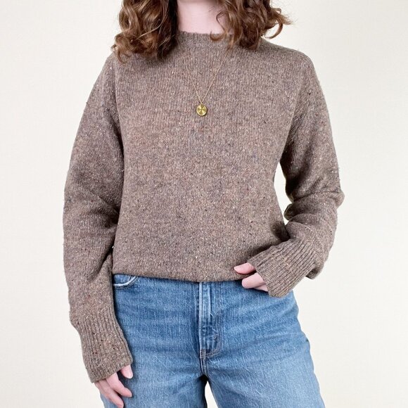 Vintage Speckled 100% Wool Knit Oversized Sweater Minimalist Old Money Academia - Picture 6 of 6